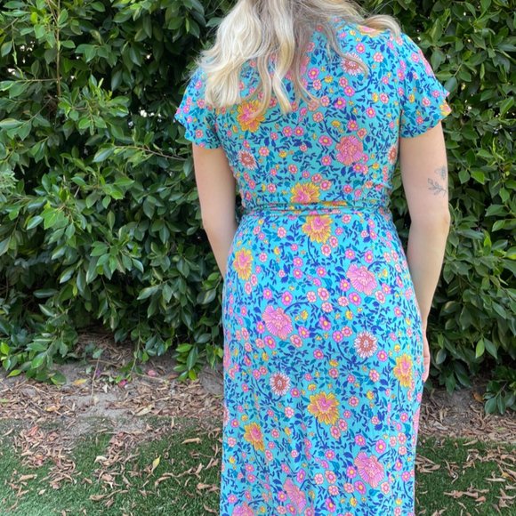 SOLD Bright Floral Maxi Wrap Dress Size S - Picture 3 of 4